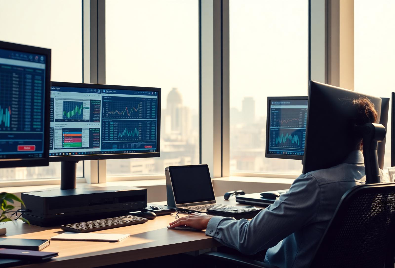 A young Indian financial professional reviewing mutual fund data